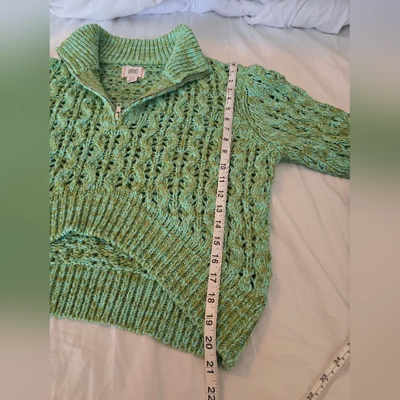 🧶 Urban Outfitters BDG Chunky Knit Quarter-Zip Sweater Pullover Green M - Picture 7 of 16